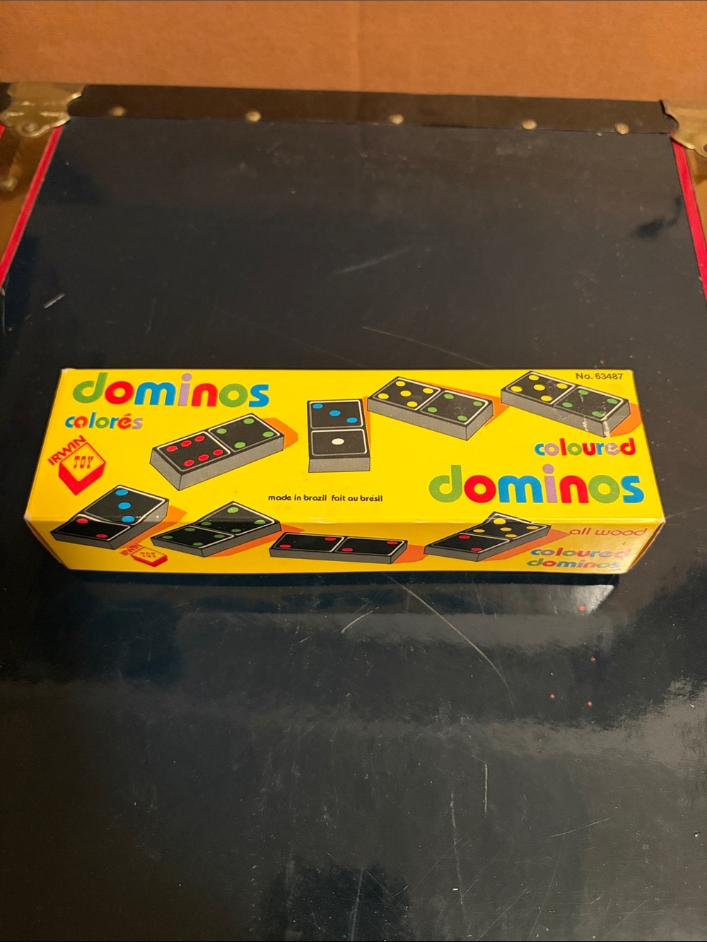 Coloured Dominos Wooden Domino Set - Yellow Box
